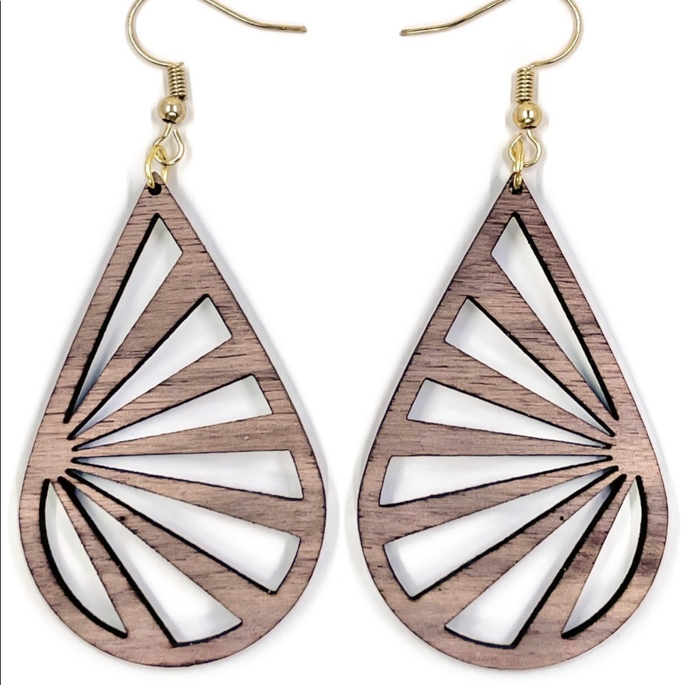 Teardrop Wooden Earrings - Geometric Boho Earrings